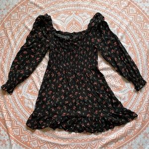 Wild Fable black floral long sleeve dress size L